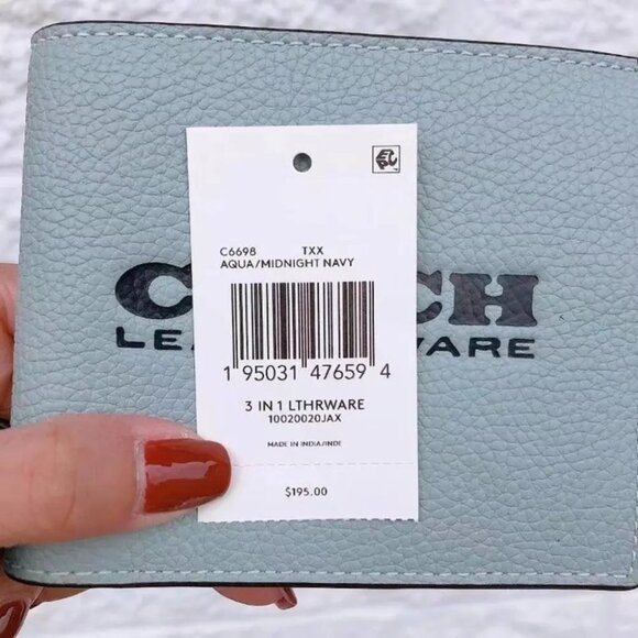 Coach C6698 3 In 1 Wallet In Aqua/Midnight Navy - Picture 7 of 7